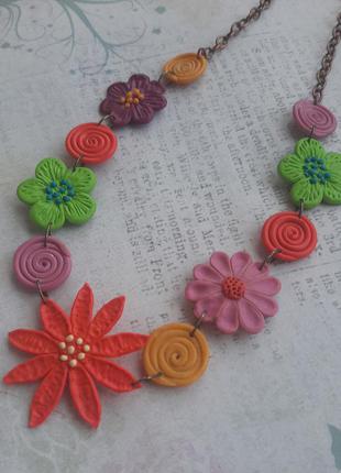 Чокер кольє намисто колір hand made полім глина ліплення ланцюг тренд бохо фантазія