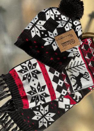 Детский комплект шарф и шапка с балабаном и турецкой фирмы bross! шарф двусторонний!1 фото