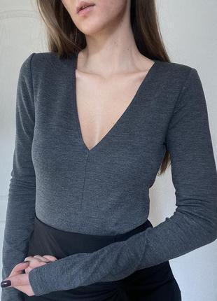 Трикотажний топ, кофта з довгим рукавом, лонгслив s-m