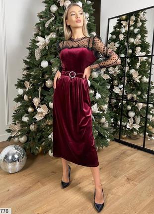 Платье бордовое бархатное длинное макси новогоднее вечернее новый год украина