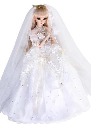 Шарнирная кукла невеста bjd долорес рост 60 см, белый цвет волос + одежда и обувь в подарок1 фото