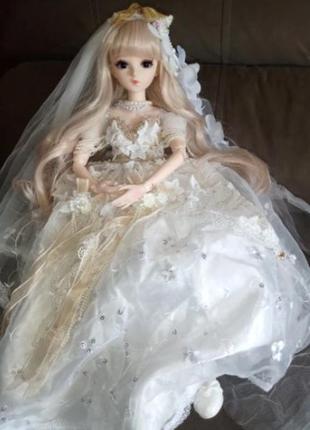 Шарнирная кукла невеста bjd долорес рост 60 см, белый цвет волос + одежда и обувь в подарок3 фото
