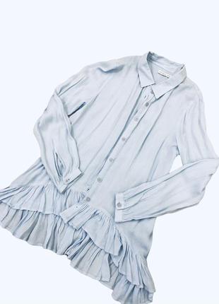 Блакитна сорочка блуза з баскою від reserved розмір xs/s