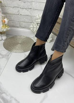 Зимние(деми) ботинки черные на низком ходу натуральная замша/кожа 36-41 рр2 фото