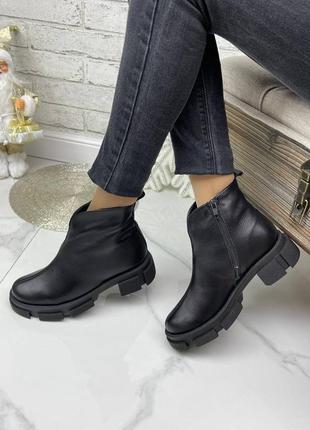 Зимние(деми) ботинки черные на низком ходу натуральная замша/кожа 36-41 рр5 фото