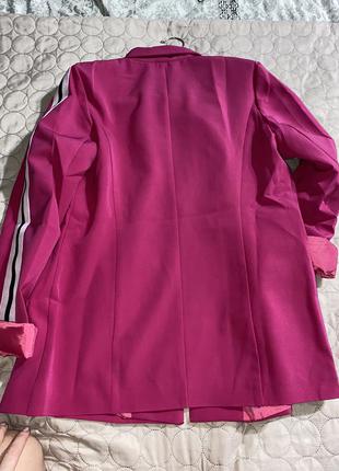 Фуксия малиновый розовый яркий костюм!! жакет + штаны стильной s m 42-466 фото