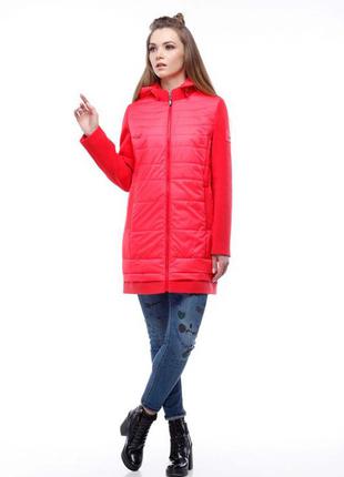 Женское комбинированное пальто плащевка и шерсть тренд осень-весна размер 464 фото