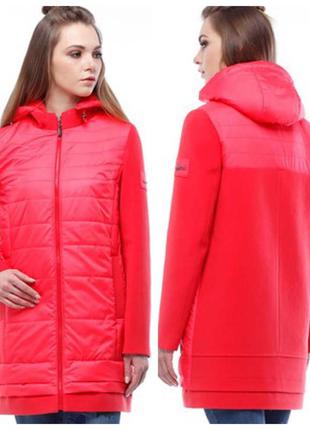 Женское комбинированное пальто плащевка и шерсть тренд осень-весна размер 462 фото