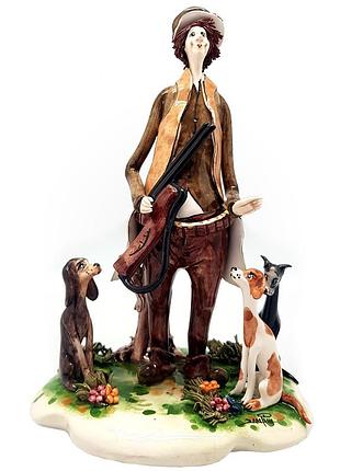 Фигурка из фарфора «охотник с собаками» zampiva, h-24x17x15 см. (517-0047)