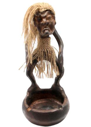 Статуэтка из дерева «абориген - пепельница» индонезия, h-19 cм