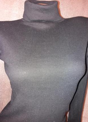Чёрный базовый свитер, водолазка в рубчик3 фото