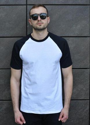 Чоловіча футболка чорно-біла однотон, s,m,l,xl / мужская двухцветная футболка белая черная однотонная