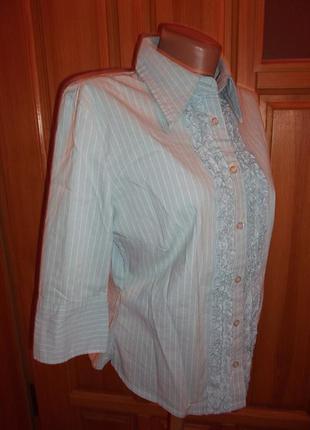 Рубашка стильная рюши голубая полоска р. 38- l - adessa2 фото