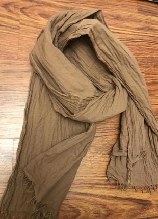 Шарф шаль платок коричневый однотонный