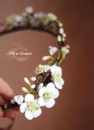 Весільний віночок для волосся з квітами