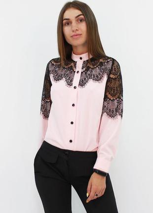 Романтична жіноча блузка з мереживом "gilmor", розміри 42 - 501 фото
