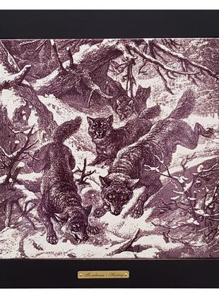 Панно настенное «охота. волки», 33х33, 41х41 см. (262-1813b)