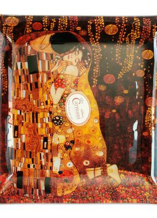 Стеклянная тарелка г.климт «поцелуй» carmani, 25х25 см (198-1601)