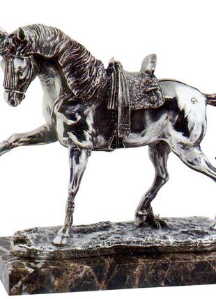 Скульптура из керамики посеребренная «арабский скакун» anglada, 27,5х12,5х28 см