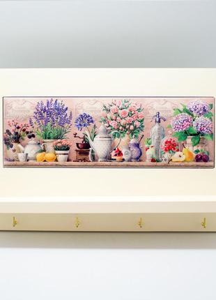 Панно настінне з полицею та гачками «прованс. квіти»,38х23х8,5 см (263-1404w)
