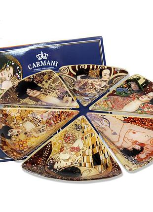 Набор стеклянных тарелок г.климт carmani (6 шт.), 35х35 см
