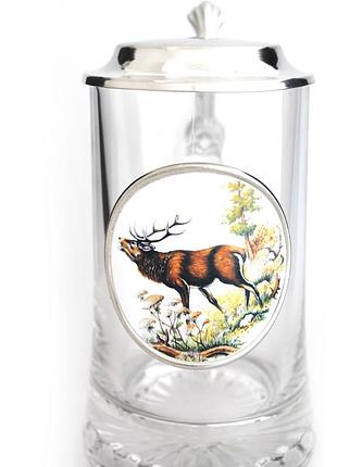 Пивная кружка с крышкой германия пищевое олово «олень» artina sks, 500мл (15869.2a)