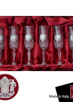 Келихи кришталеві для шампанског елітні «герб україни» suggest (6 предметів), 130 мл.1 фото