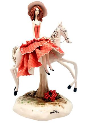 Фигурка из фарфора «дама на коне» zampiva, h-20x12x10 см. (517-0090)