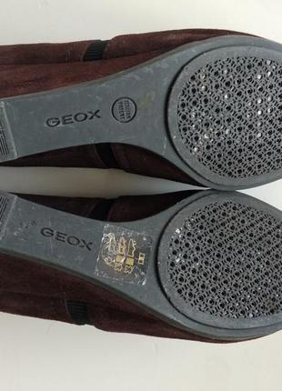 38,5 р. замшеві шоколадні туфлі танкетка geox8 фото