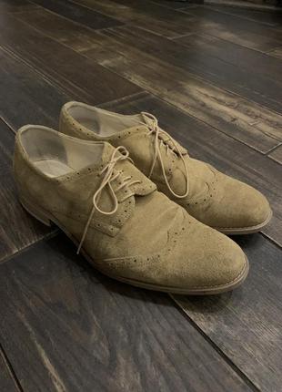Замшевые песочные мужские туфли2 фото