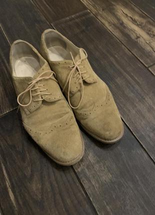 Замшевые песочные мужские туфли3 фото