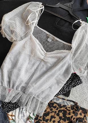 Легкая блузка топ сетка в горох