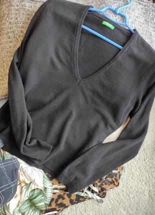 Черный шерстяной свитер джемпер пуловер8 фото