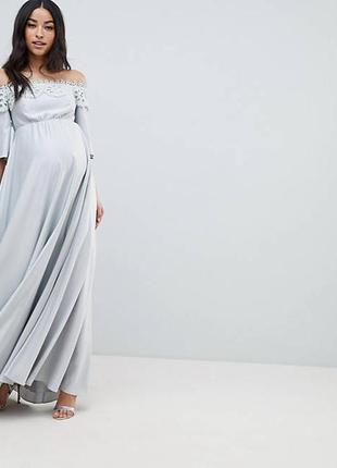 Кружевное платье макси с открытыми плечами asos design maternity