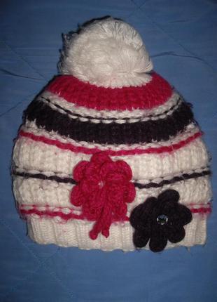 Тепла шапочка подвійна акрил на дівчинку 3-6 років - erassi