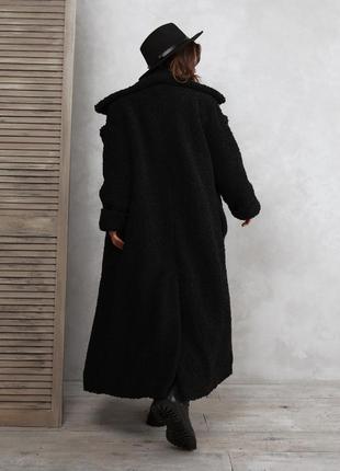 Чорне подовжене вовняне пальто3 фото