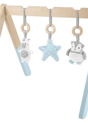 Дерев'яна яна арка playtive® з 3 плюшевими підвісками дерев'яна дуга з іграшками для малюків1 фото