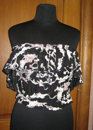 Блуза-майка из рваной ткани р s-m  черная2 фото