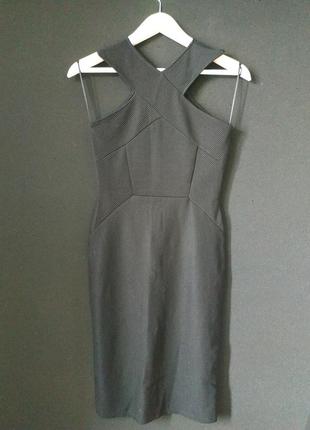 Сукню коктельное футляр по фігурі з палітурками з відкритими плечима трикотажне в рубчик5 фото