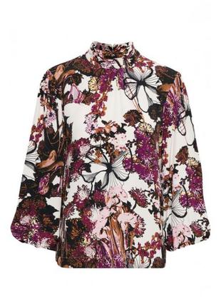 Блуза топ с крупными цветами скандинавия3 фото