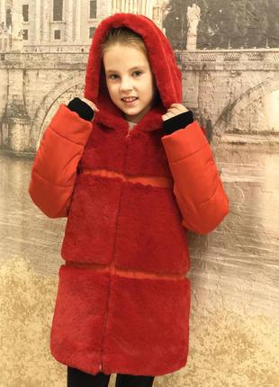 Зимнее пальто - шубка для девочки аннита,  размеры 34 - 424 фото