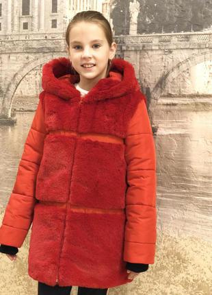 Зимнее пальто - шубка для девочки аннита,  размеры 34 - 422 фото