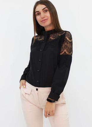Романтична жіноча блузка з мереживом "gilmor", розміри 42 - 501 фото