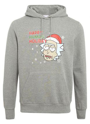 Новогодняя худи / кенгурушка / толстовка "rick &amp; morty" primark1 фото