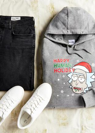 Новогодняя худи / кенгурушка / толстовка "rick &amp; morty" primark8 фото