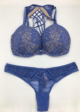 Голубой  комплект victoria’s secret с пуш-апом