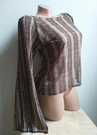 Scamm. блуза рукава кльош. напівпрозора блузка леопардова, тигрова. туніка. топ.