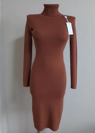 Обаятельное,облегающее ,качественное женственное платье-гольф в микро рубчик3 фото
