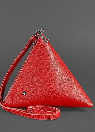 Клатч-сумочка, косметичка кожаная пирамида красная2 фото