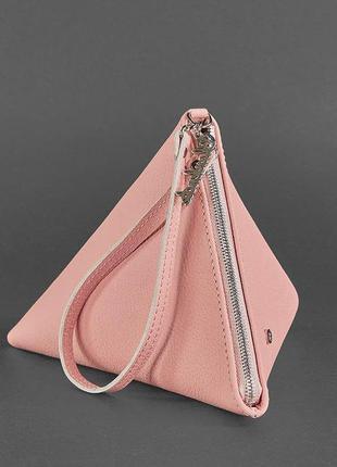 Клач-сумочка, косметичка шкіряна піраміда рожева (ручна робота)3 фото